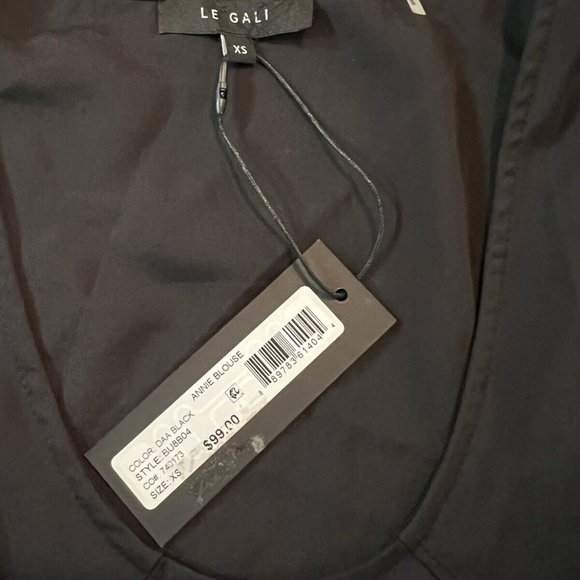 NWT WOMEN'S LE GALI ANNIE BELL SLEEVE RUFFLED BLOUSE size XS black $99 - Picture 4 of 10